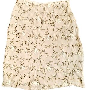Banana Republic Cream with Green & Gold Floral Skirt